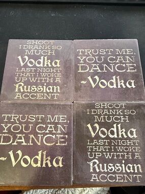Thirstystone Brown and Cream Vodka Quote Coaster Set